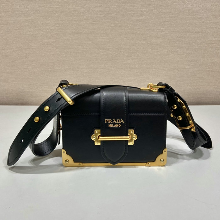 Prada Cahier Leather Bag Black 1BD045