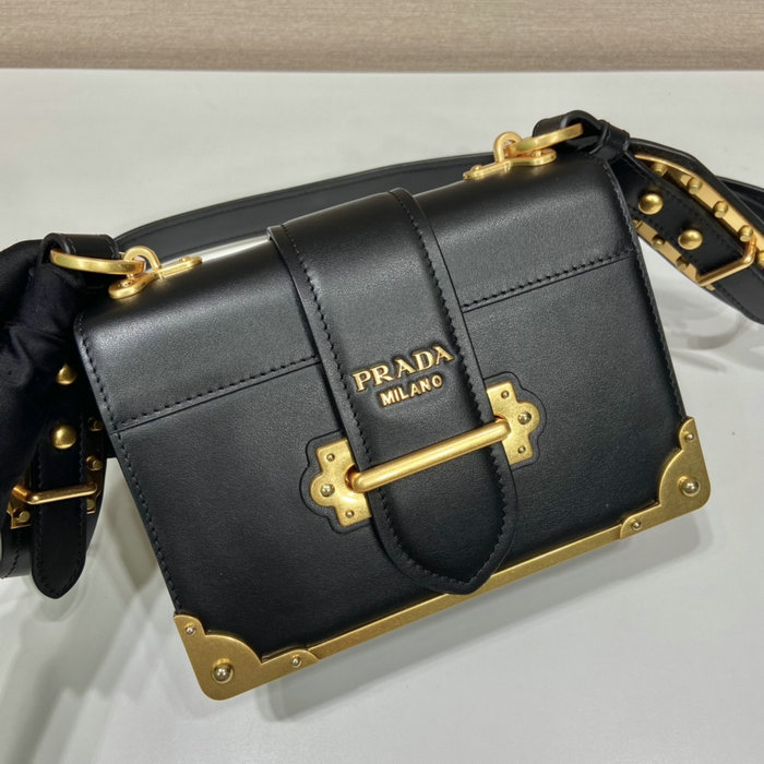 Prada Cahier Leather Bag Black 1BD045