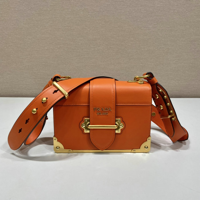 Prada Cahier Leather Bag Orange 1BD045
