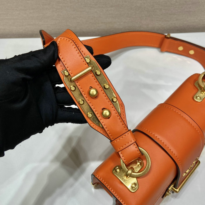 Prada Cahier Leather Bag Orange 1BD045