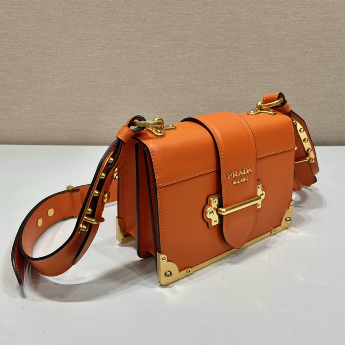 Prada Cahier Leather Bag Orange 1BD045