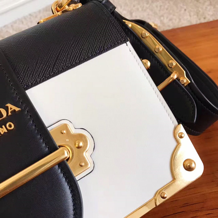 Prada Cahier Leather Bag White 1BD045