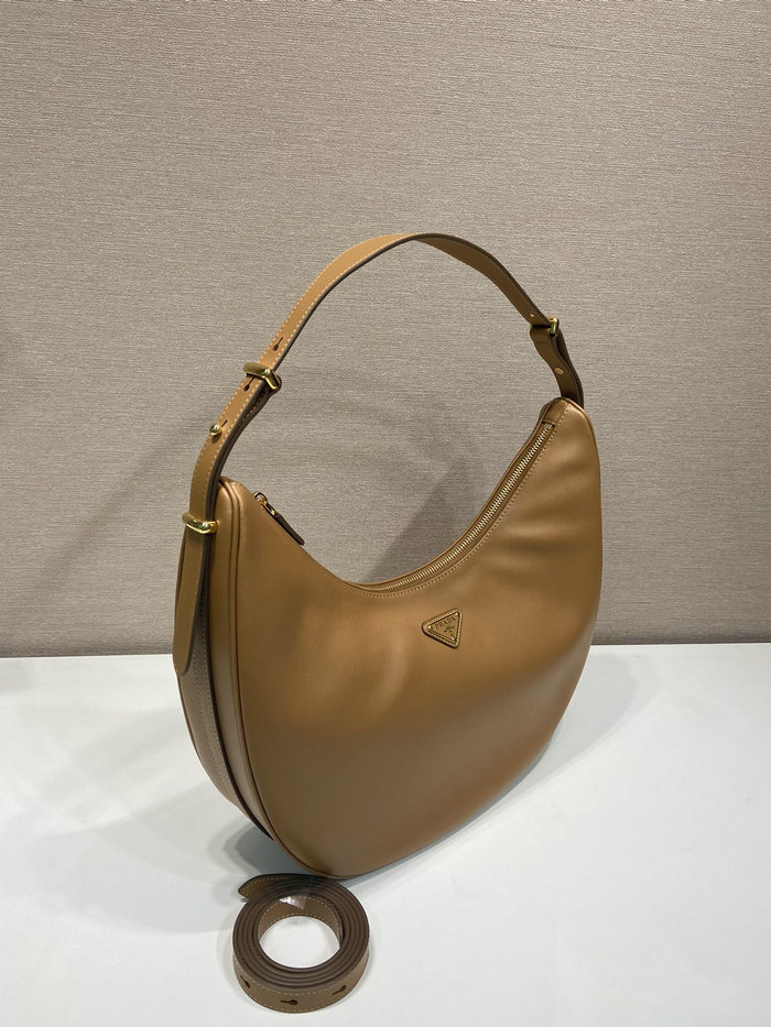 Prada Large leather shoulder bag Camel 1BC212