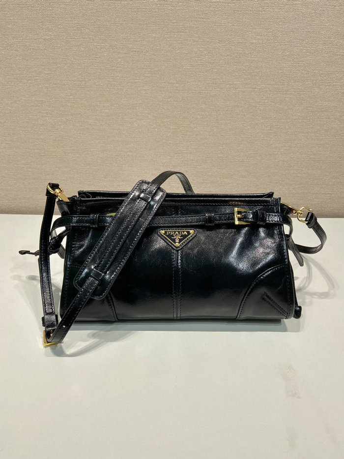 Prada Leather Shoulder Bag Black 1BA215