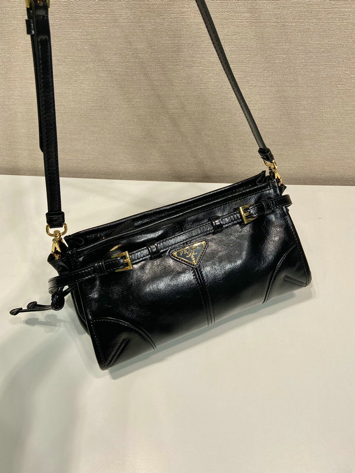 Prada Leather Shoulder Bag Black 1BA215