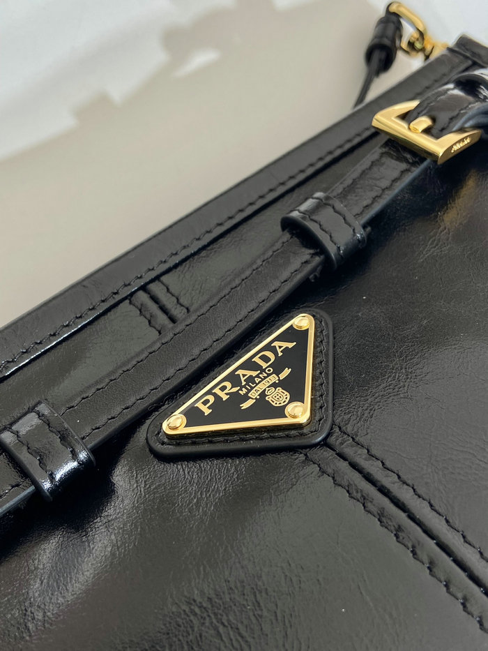 Prada Leather Shoulder Bag Black 1BA215