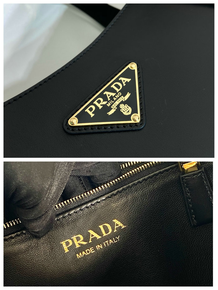Prada Medium Leather Tote Bag Black 1BG483