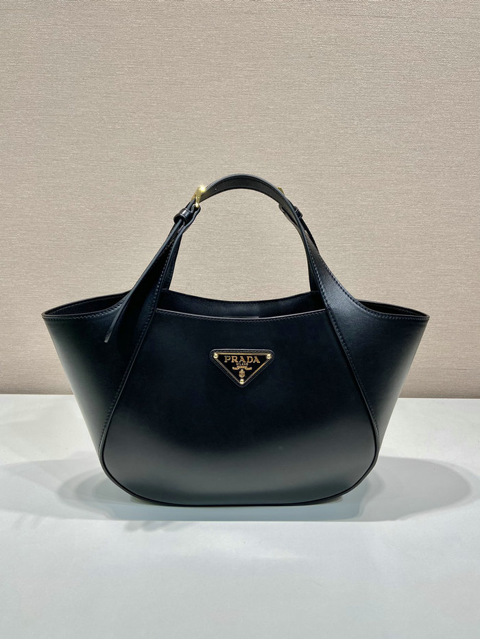 Prada Medium Leather Tote Bag Black 1BG483