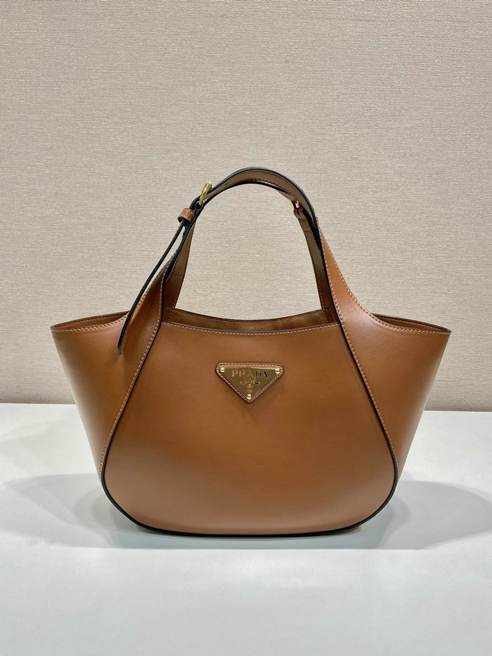 Prada Medium Leather Tote Bag Camel 1BG483