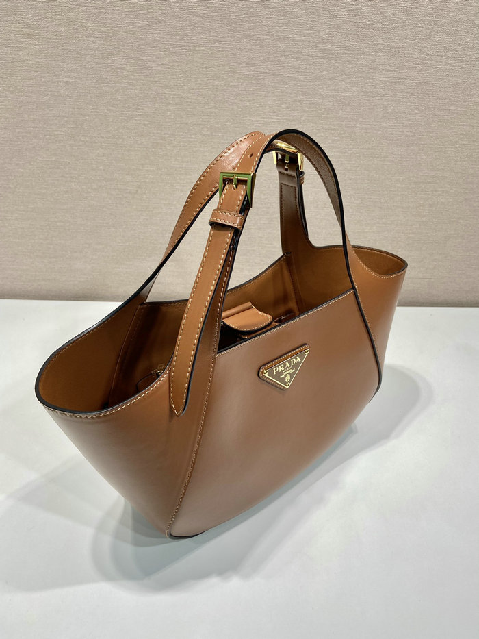 Prada Medium Leather Tote Bag Camel 1BG483