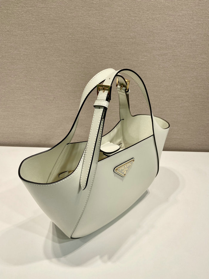 Prada Medium Leather Tote Bag White 1BG483