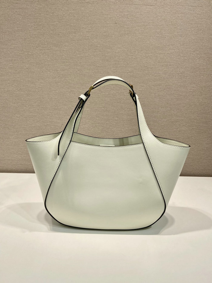Prada Medium Leather Tote Bag White 1BG483