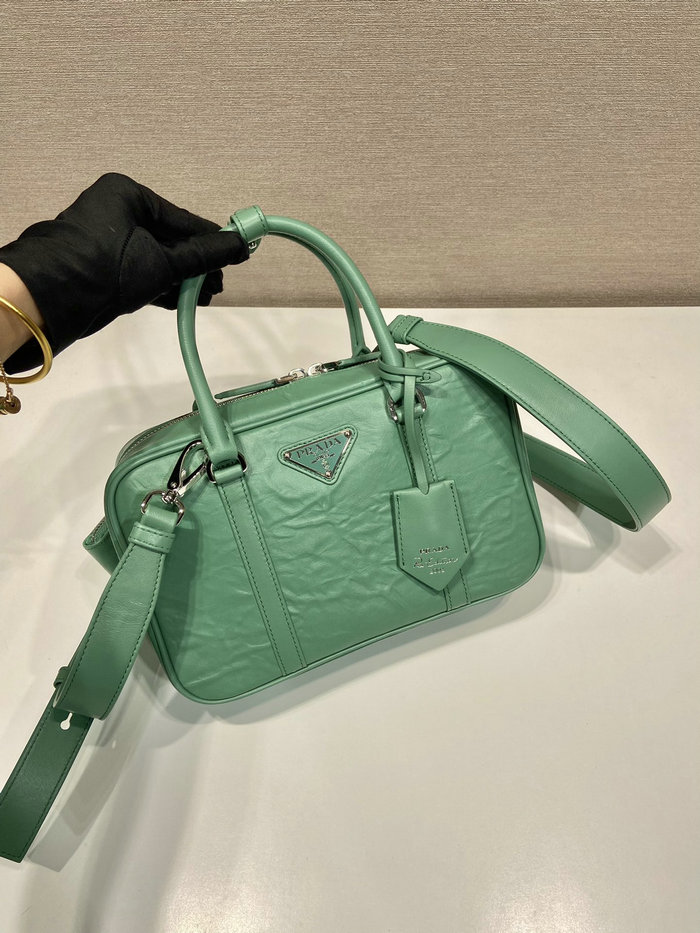 Prada Medium antique nappa leather top handle bag Green 1BB092