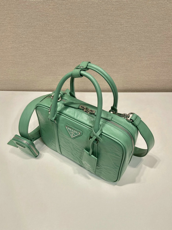 Prada Medium antique nappa leather top handle bag Green 1BB092