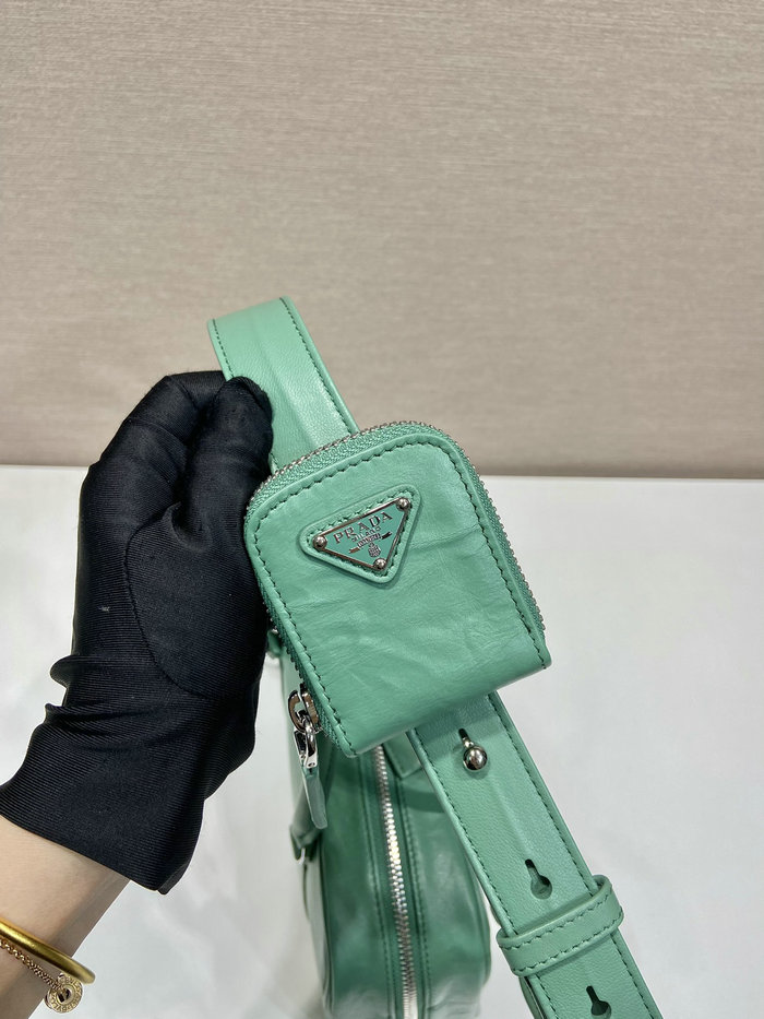 Prada Medium antique nappa leather top handle bag Green 1BB092