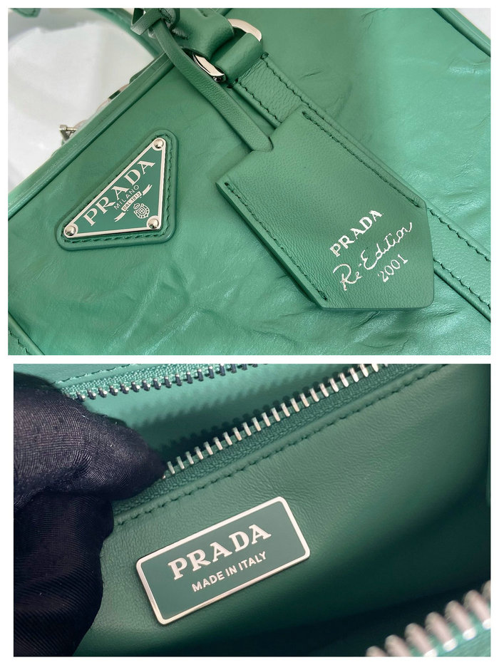 Prada Medium antique nappa leather top handle bag Green 1BB092