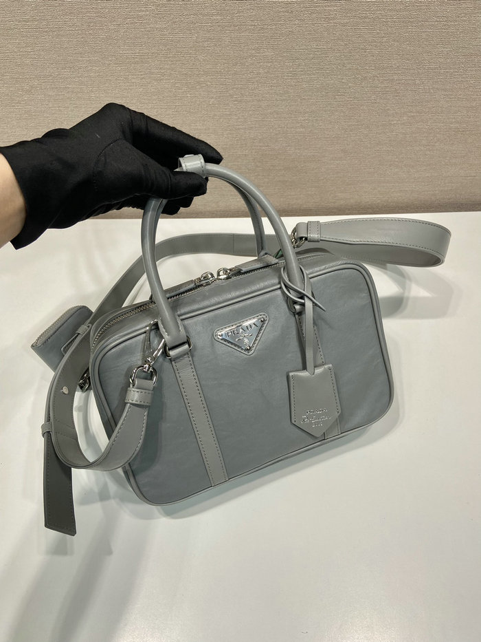 Prada Medium antique nappa leather top handle bag Grey 1BB092