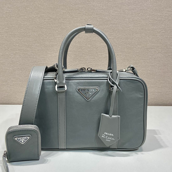 Prada Medium antique nappa leather top handle bag Grey 1BB092