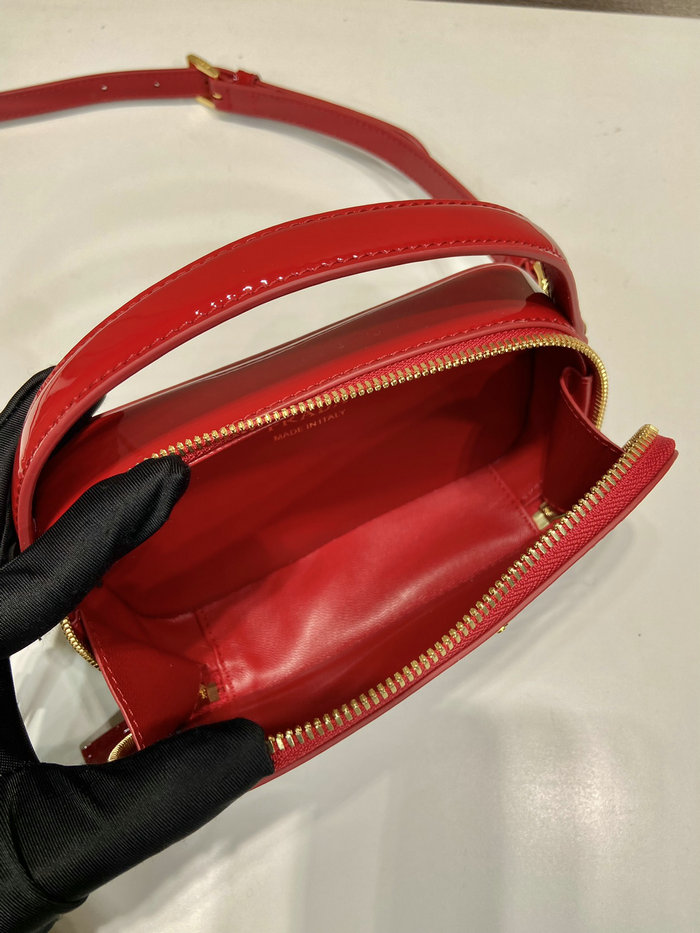 Prada Odette patent leather mini-bag Cherry Red 1BH206
