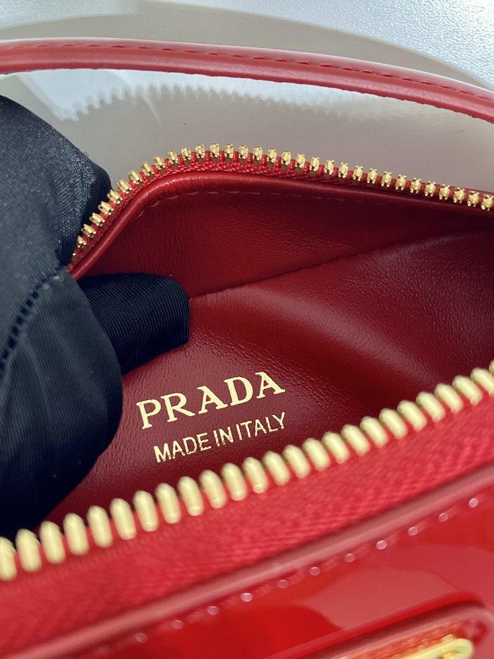 Prada Odette patent leather mini-bag Cherry Red 1BH206