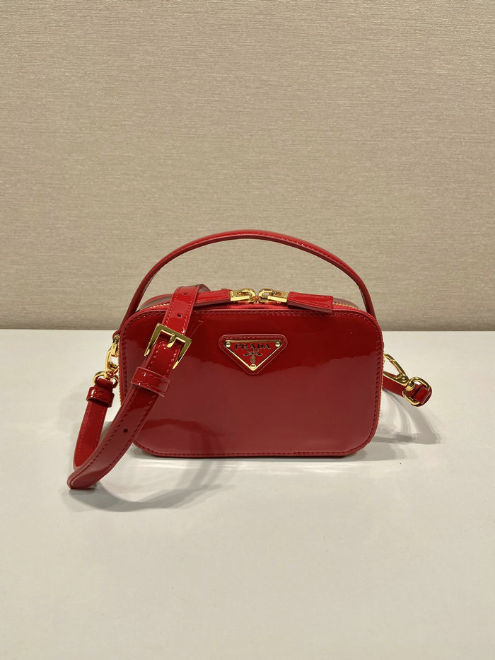 Prada Odette patent leather mini-bag Cherry Red 1BH206