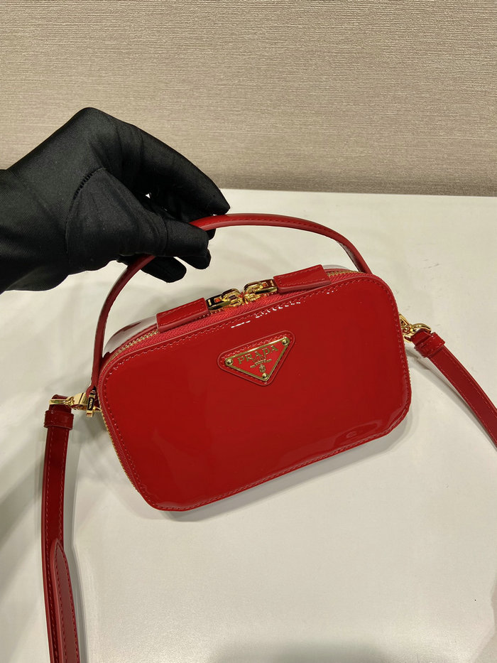 Prada Odette patent leather mini-bag Cherry Red 1BH206