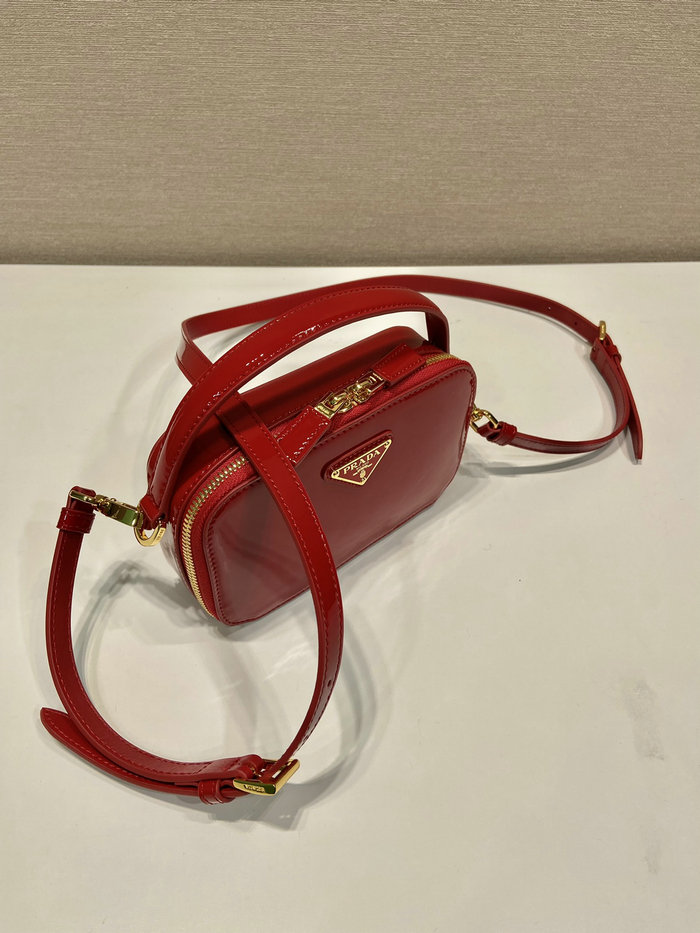 Prada Odette patent leather mini-bag Cherry Red 1BH206