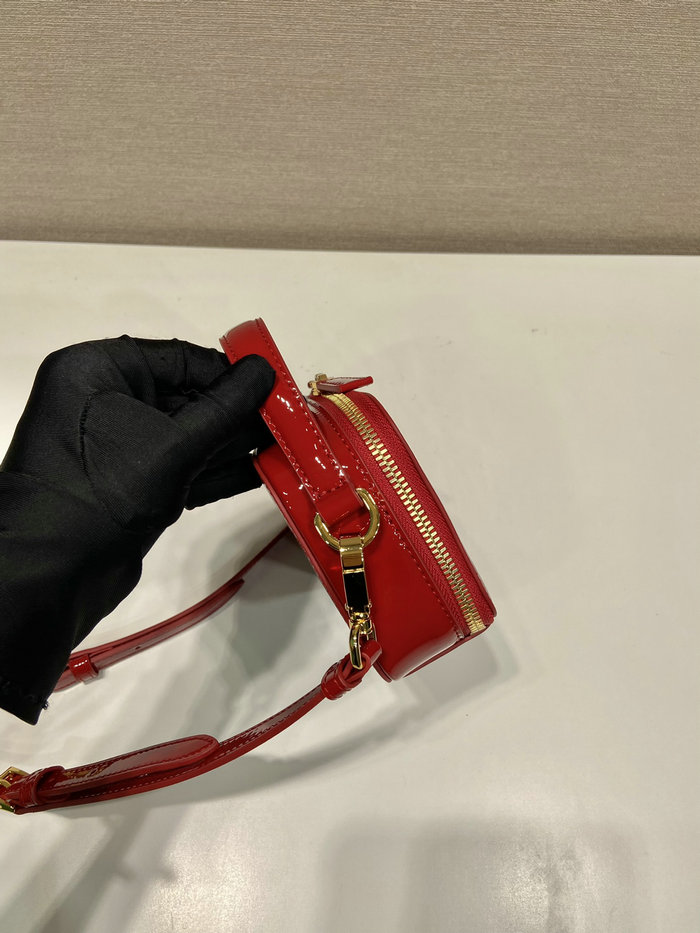 Prada Odette patent leather mini-bag Cherry Red 1BH206