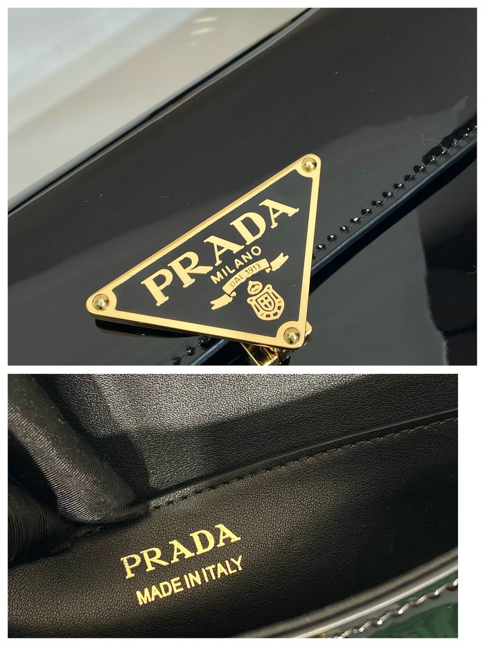 Prada Patent leather shoulder bag with flap Black 1BD339
