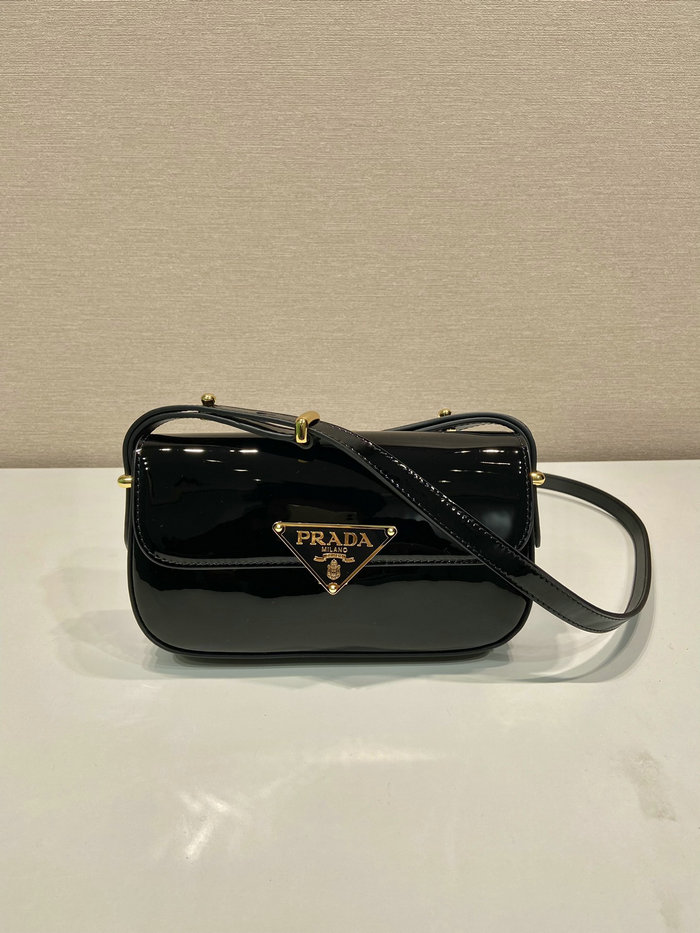 Prada Patent leather shoulder bag with flap Black 1BD339