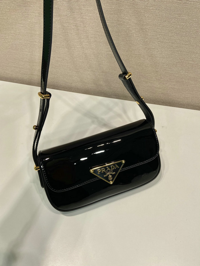 Prada Patent leather shoulder bag with flap Black 1BD339