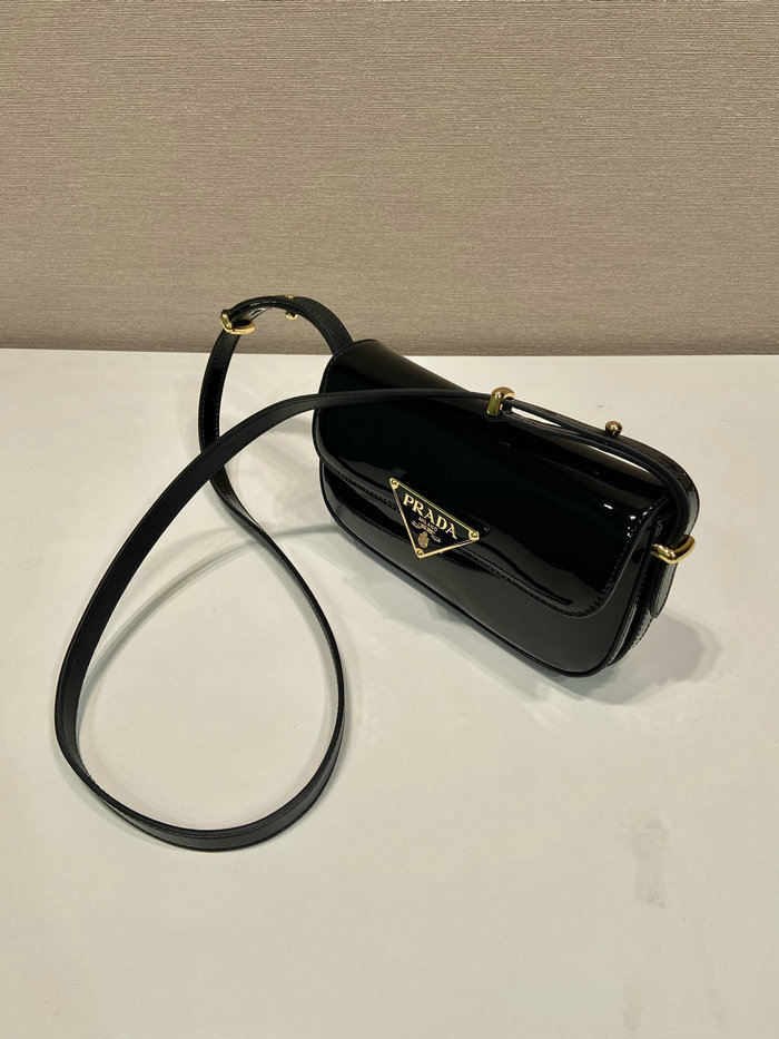 Prada Patent leather shoulder bag with flap Black 1BD339