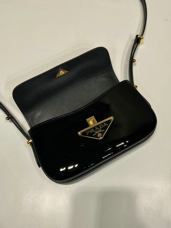 Prada Patent leather shoulder bag with flap Black 1BD339