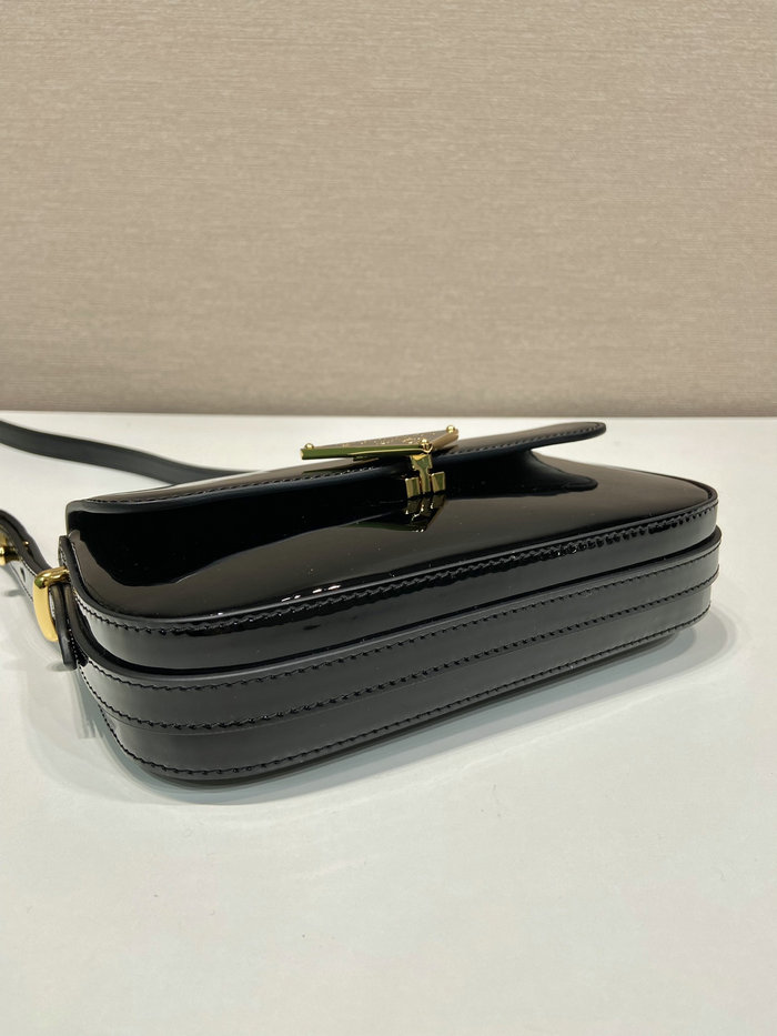 Prada Patent leather shoulder bag with flap Black 1BD339