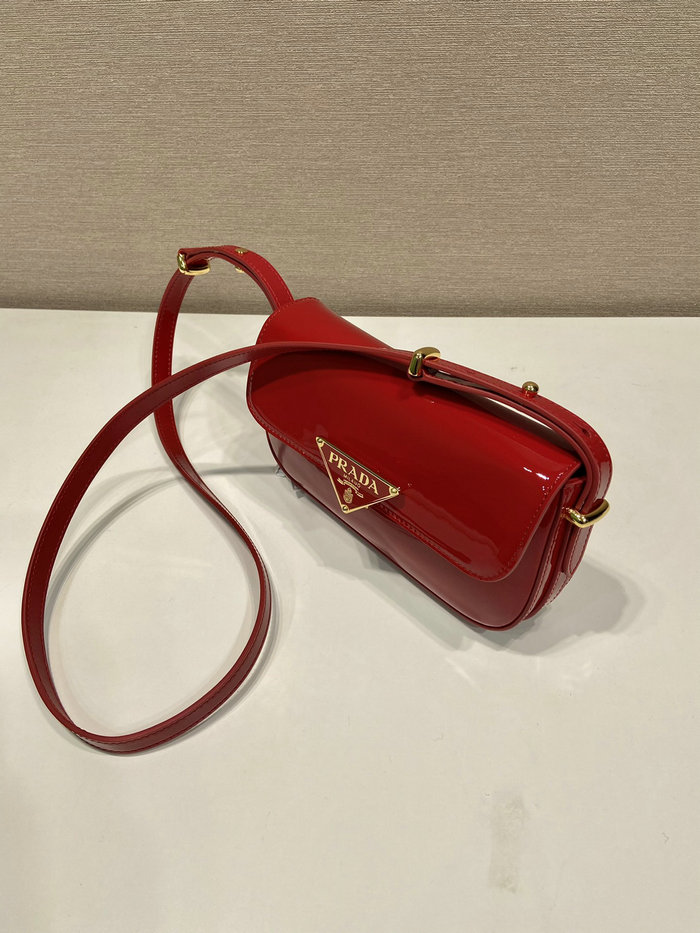 Prada Patent leather shoulder bag with flap Red 1BD339