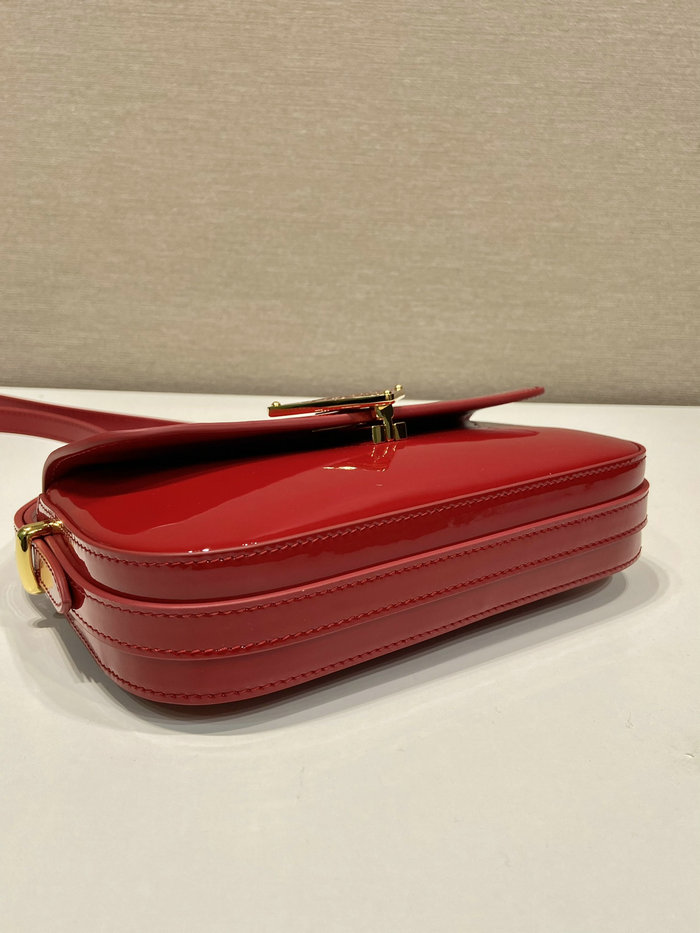 Prada Patent leather shoulder bag with flap Red 1BD339