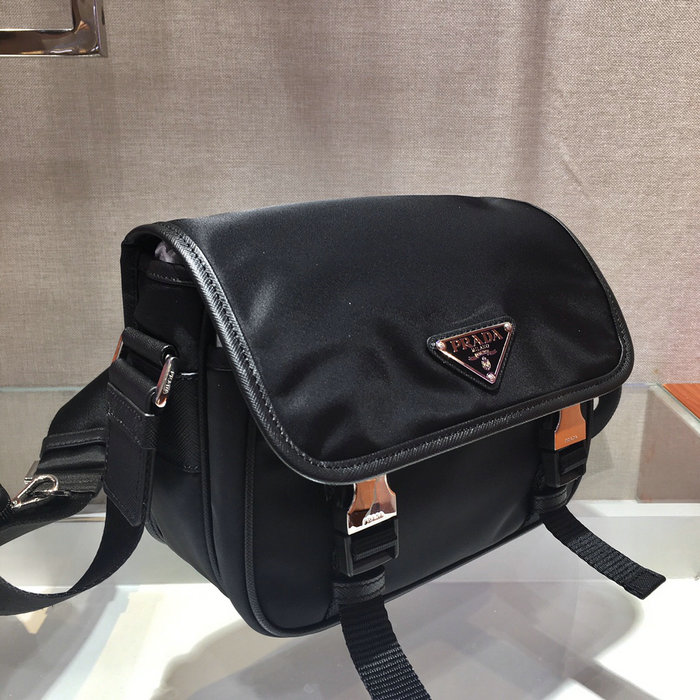 Prada Re-Nylon and Saffiano leather shoulder bag Black 2VD034