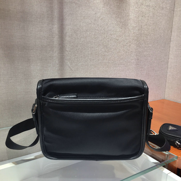 Prada Re-Nylon and Saffiano leather shoulder bag Black 2VD034