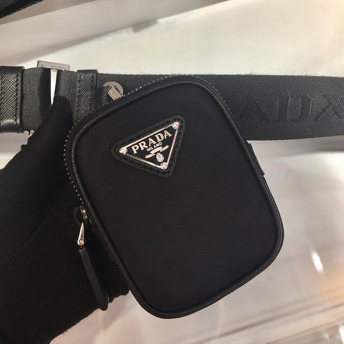 Prada Re-Nylon and Saffiano leather shoulder bag Black 2VD034