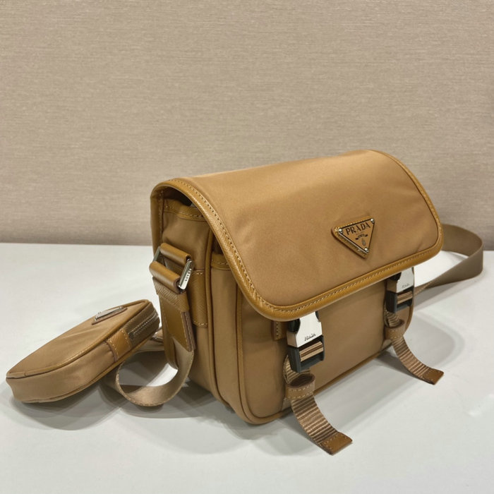 Prada Re-Nylon and Saffiano leather shoulder bag Camel 2VD034