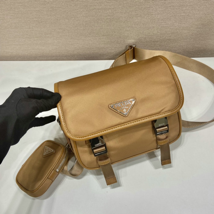 Prada Re-Nylon and Saffiano leather shoulder bag Camel 2VD034