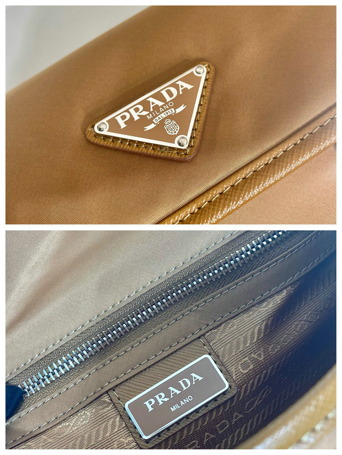 Prada Re-Nylon and Saffiano leather shoulder bag Camel 2VD034