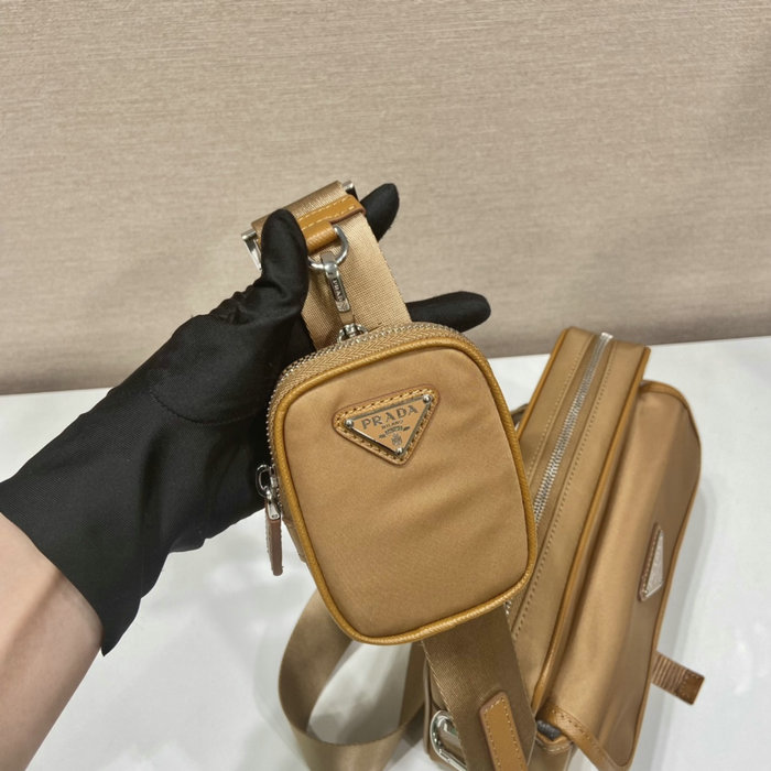 Prada Re-Nylon and Saffiano leather shoulder bag Camel 2VH133