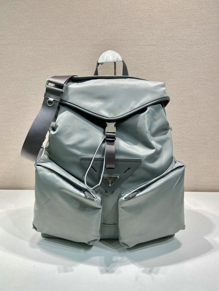Prada Re-Nylon and leather backpack Grey 2VZ108