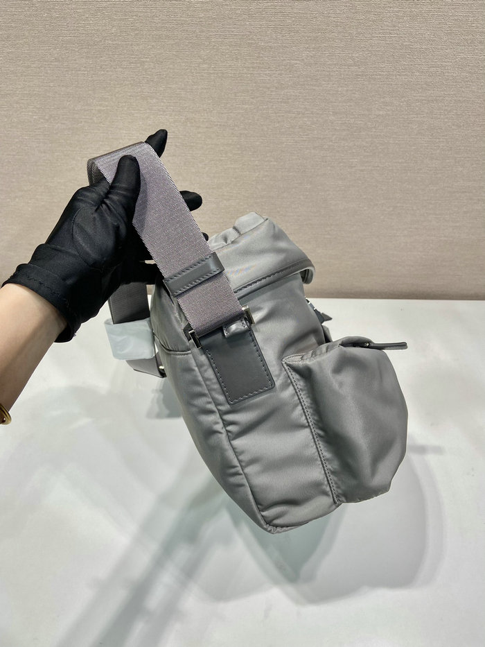 Prada Re-Nylon and leather shoulder bag Grey 2VD062