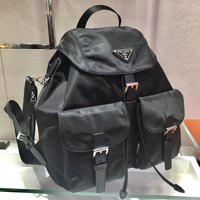 Prada Re-Nylon medium backpack with pouch Black 1BZ811