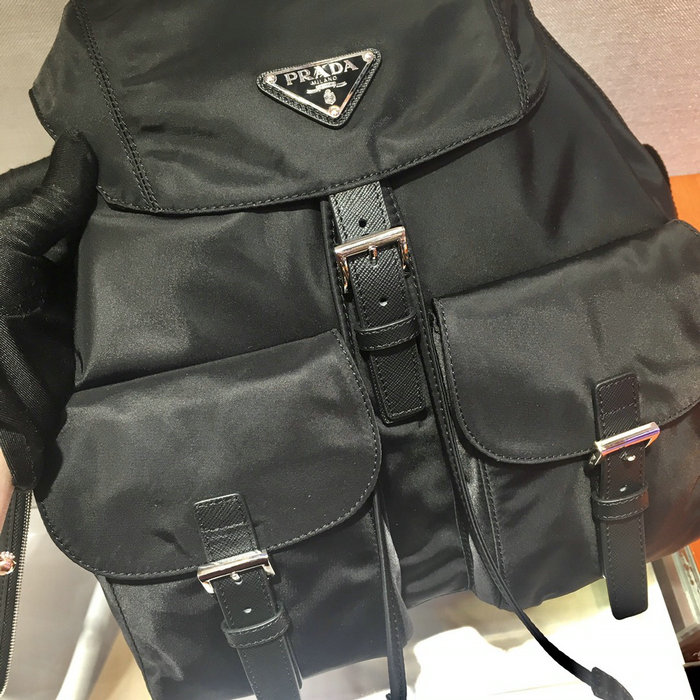 Prada Re-Nylon medium backpack with pouch Black 1BZ811