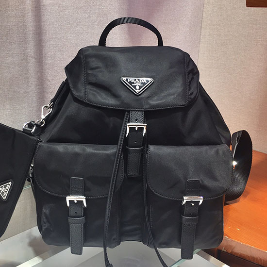 Prada Re-Nylon medium backpack with pouch Black 1BZ811