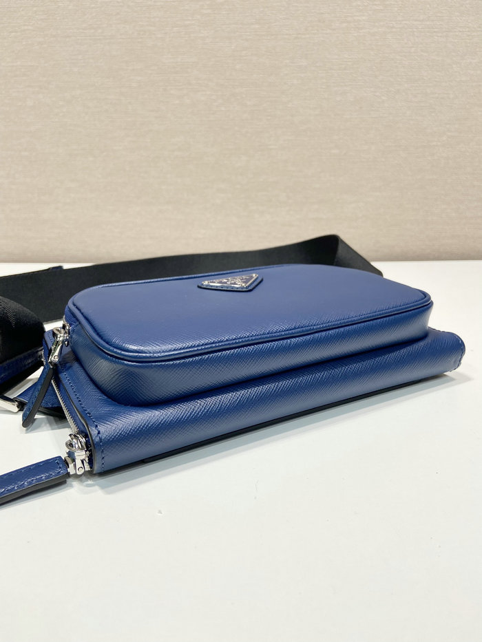 Prada Saffiano leather belt bag Blue 2VH156