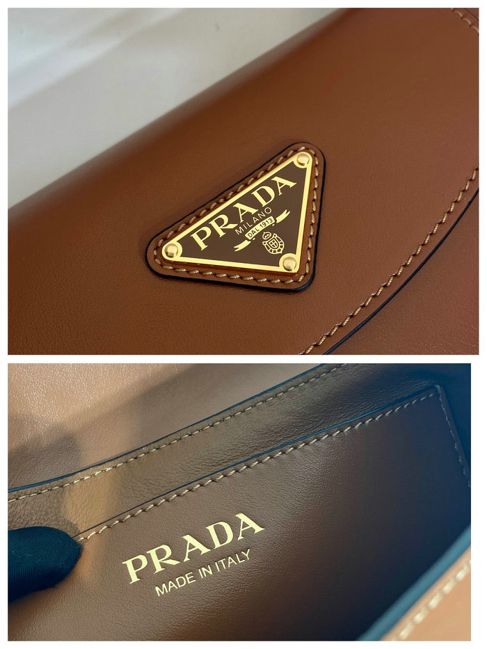Prada Small leather shoulder bag Camel 1BD358